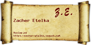 Zacher Etelka névjegykártya